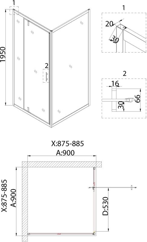 Душевая дверь в нишу Niagara Nova NG-83-9AB 90 см, черная