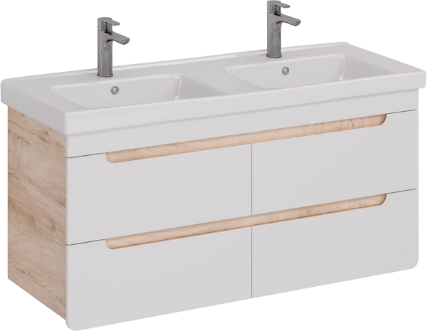 Тумба под раковину Lemark Olivia 125 дуб кантри, белая глянцевая