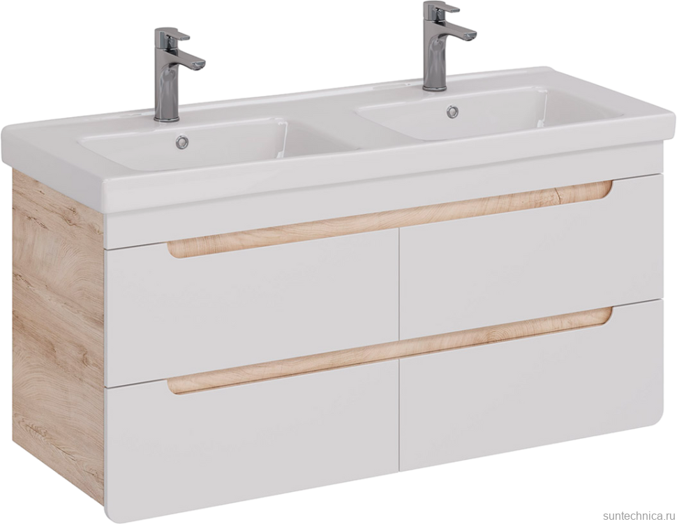 Тумба под раковину Lemark Olivia 125 дуб кантри, белая глянцевая