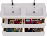 Тумба под раковину Lemark Olivia 125 дуб кантри, белая глянцевая