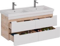 Тумба под раковину Lemark Olivia 125 дуб кантри, белая глянцевая