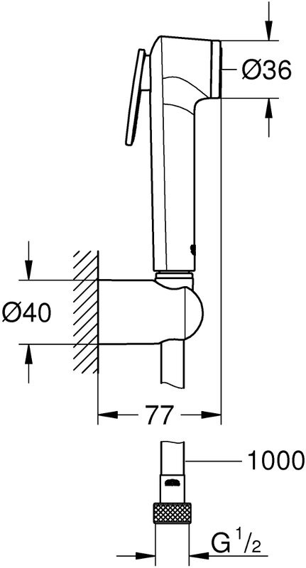 Гигиенический душ Grohe Tempesta-F 26355IL0, 100см, белый