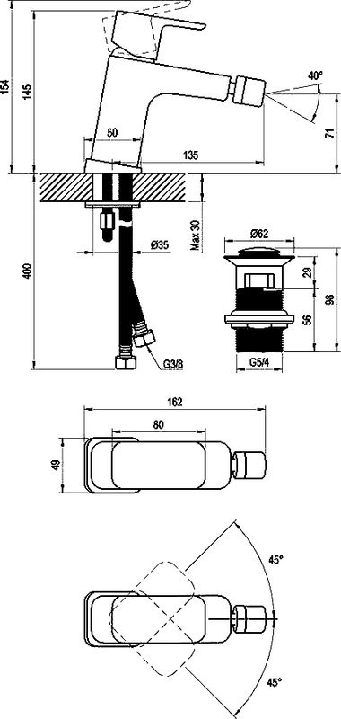 Смеситель для биде Ravak 10° Free X070155 черный матовый