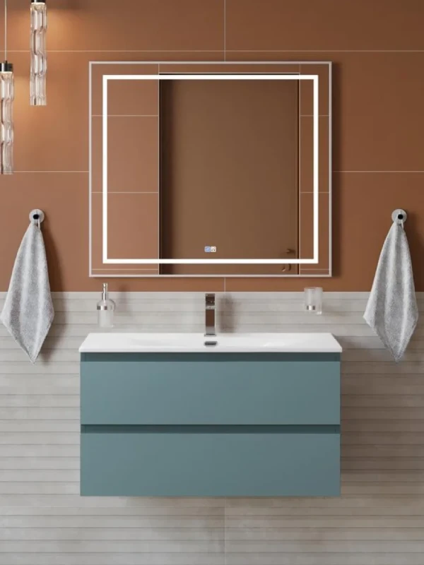 Мебель для ванной комнаты BelBagno Kraft 90 подвесная, матовая голубая, раковина bb-8099-90