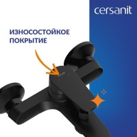 Смеситель для ванны с душем Cersanit Лара (Lara) 68156 матовый черный
