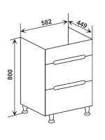 Тумба под раковину без столешницы Runo Парма 60 напольная, 2 ящика, графит