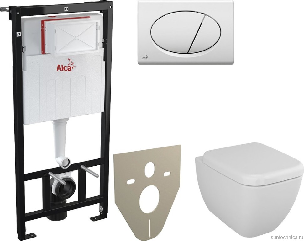 Комплект Унитаз подвесной VitrA Shift 7742B003-0075 с крышкой + Система инсталляции + Кнопка AlcaPlast ALCA M70 белая + Шумоизоляционная панель