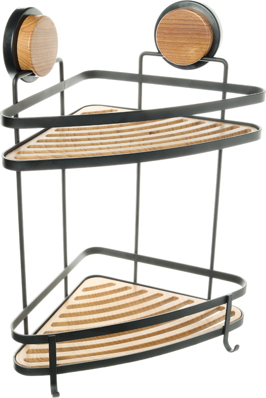 Полка Fixsen Magic 940B-2 угловая, двойная, черная, дерево