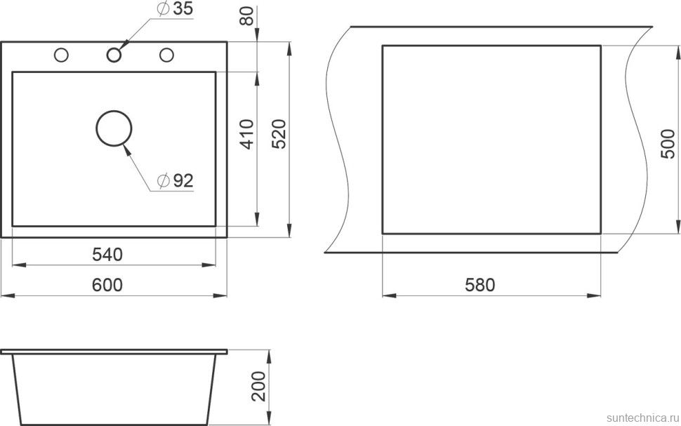 Мойка кухонная Granula 6001, алюминиум