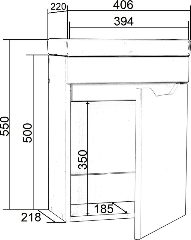 Тумба с раковиной Orange Мини 40 подвесная, белый глянец