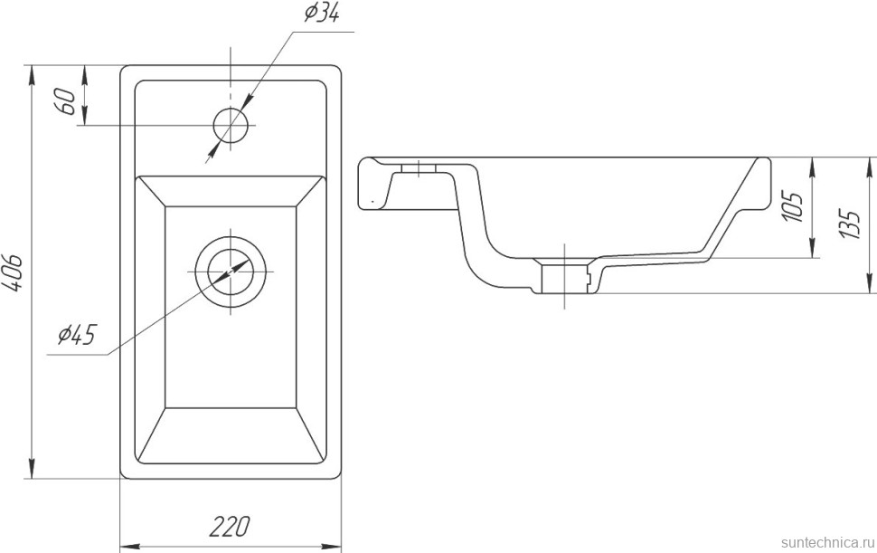 Тумба с раковиной Orange Мини 40 подвесная, белый глянец
