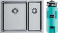 Комплект Мойка Omoikiri TADZAVA 58-2-U/I-IN-L ULTRA 15 нержавеющая сталь, L + Измельчитель Nagare slim 1250-AZ azur blue