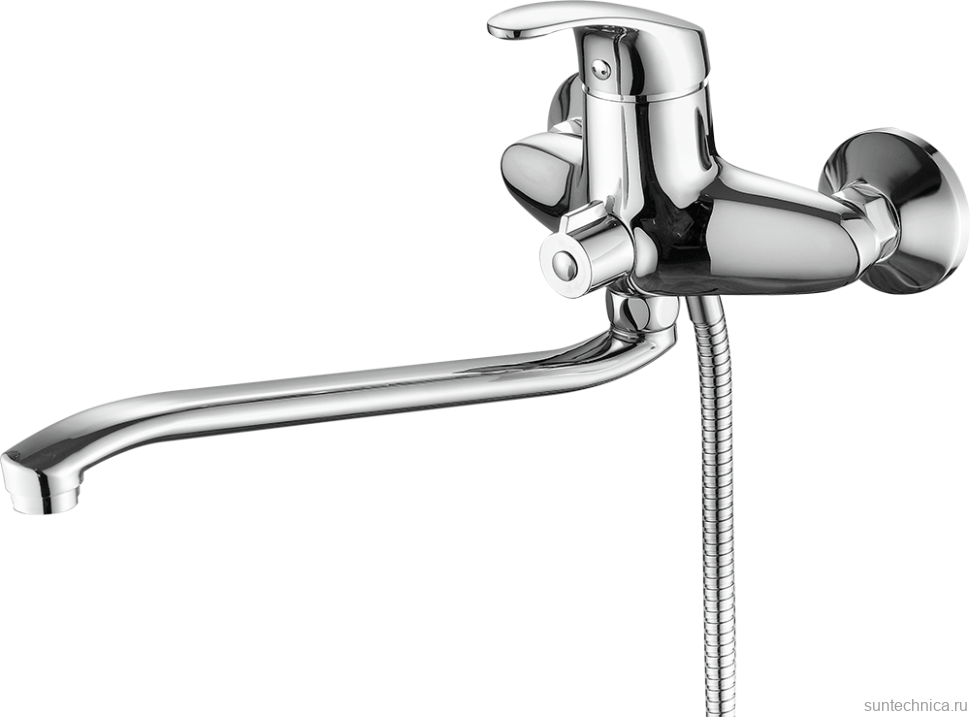 Смеситель с длинным изливом для ванны Fashun A2206 хром
