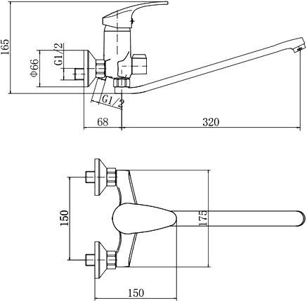 Смеситель с длинным изливом для ванны Fashun A2206 хром