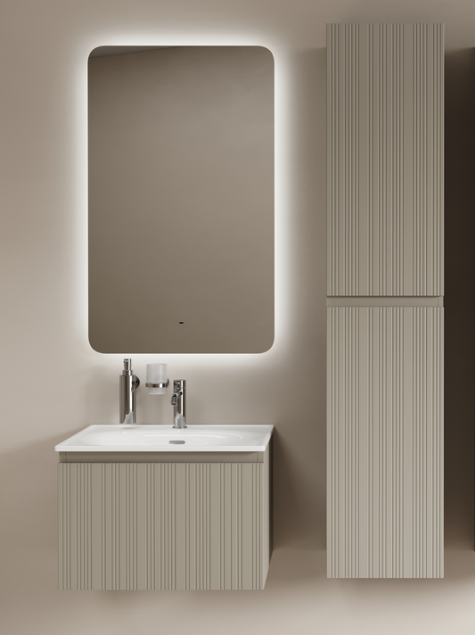 Мебель для ванной комнаты Sancos Code 60 подвесная, серая платина