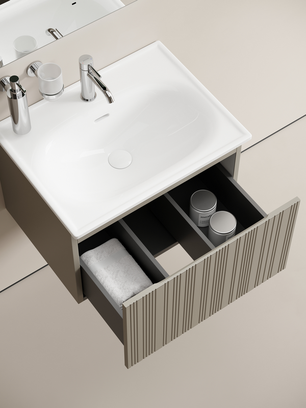 Мебель для ванной комнаты Sancos Code 60 подвесная, серая платина