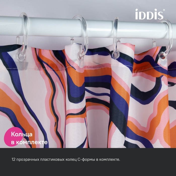 Штора для ванной IDDIS Base BX01P18i11 180х200, разноцветная