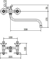 Смеситель с длинным изливом для ванны Fashun A2227-2 хром
