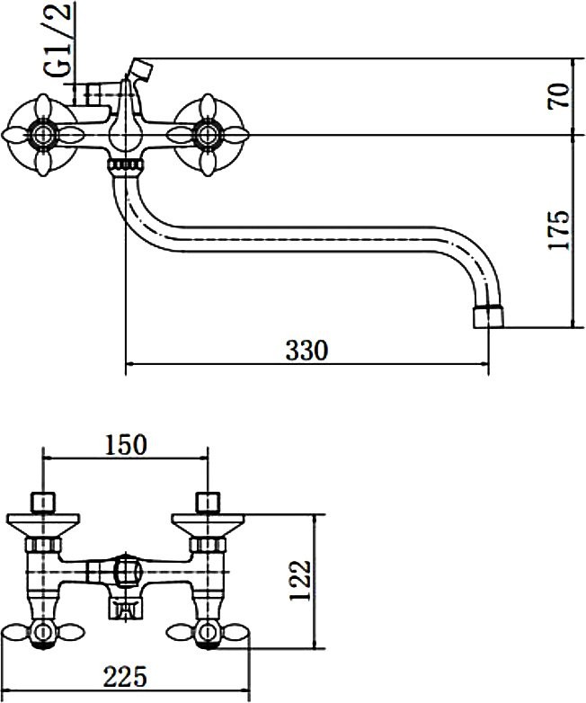 Смеситель с длинным изливом для ванны Fashun A2227-2 хром