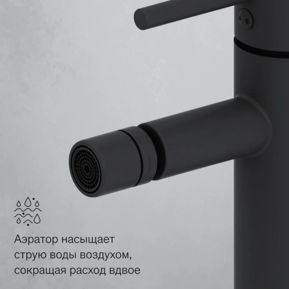 Смеситель для биде Damixa Scandinavian Pure 360240300 с донным клапаном, матовый черный