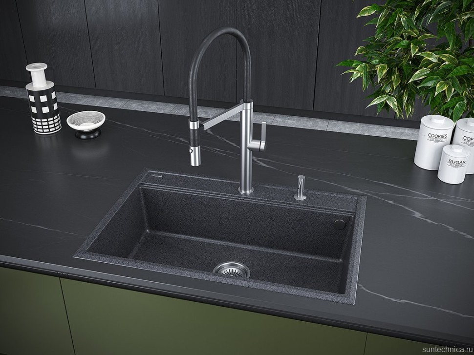 Комплект Мойка Paulmark Stepia 80 PM117551-DG графит + Измельчитель Intenso