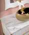 Тумба с раковиной Armadi Art Monaco 100 столешницей из мрамора белая, золото