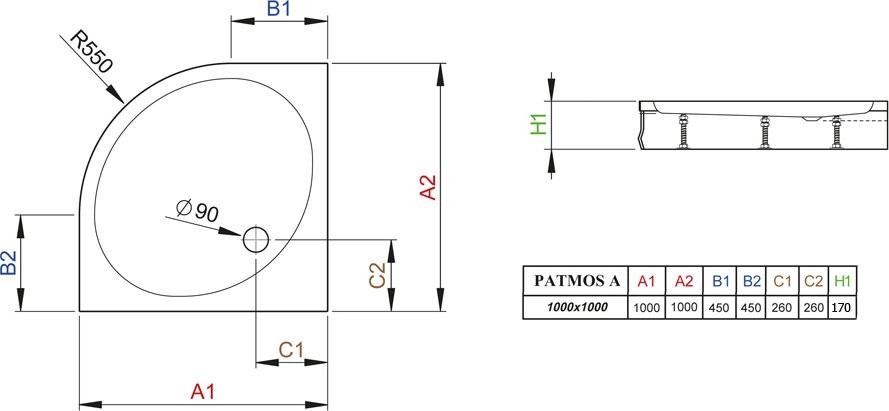 Поддон для душа Radaway Patmos A1000 с сифоном