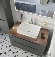 Тумба с раковиной STWORKI Берген 100 серая с темной столешницей, Bocchi Sottile 1476-001-012