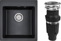 Комплект Мойка Paulmark Kante 45 PM104651-BL черная + Измельчитель Bone Crusher BC 610-AS