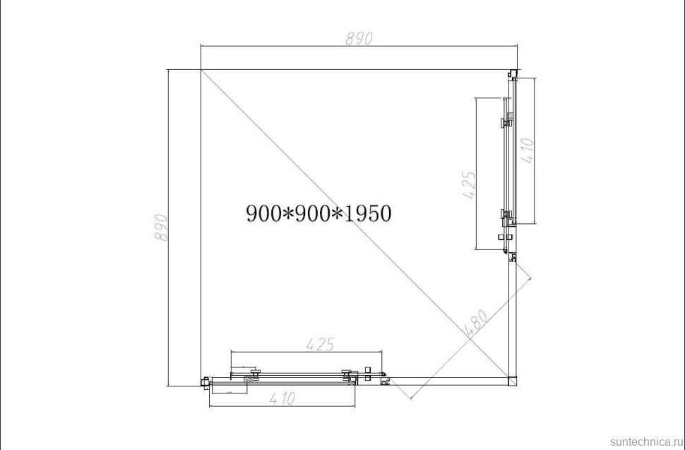 Душевой уголок Vincea Slim-N VSS-4SN900CLBN 90x90, профиль брашированный никель