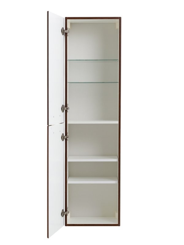 Шкаф-пенал для ванной BelBagno Due 40 подвесной, ручки матовый темный никель, noce