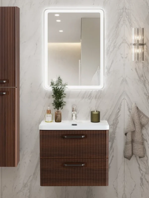 Мебель для ванной комнаты BelBagno Due 60 ручки матовый темный никель, noce