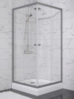 Душевой уголок Triton Вента -Графит 90х90, профиль вороненая сталь, стекло прозрачное, с поддоном