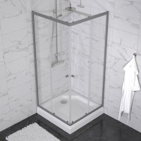 Душевой уголок Triton Вента -Графит 90х90, профиль вороненая сталь, стекло прозрачное, с поддоном
