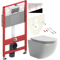 Комплект Унитаз подвесной Ceramicanova Forma CN3009 безободковый + Инсталляция TECE Now 9400412 4 в 1 с кнопкой смыва