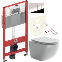 Комплект Унитаз подвесной Ceramicanova Forma CN3009 безободковый + Инсталляция TECE Now 9400412 4 в 1 с кнопкой смыва