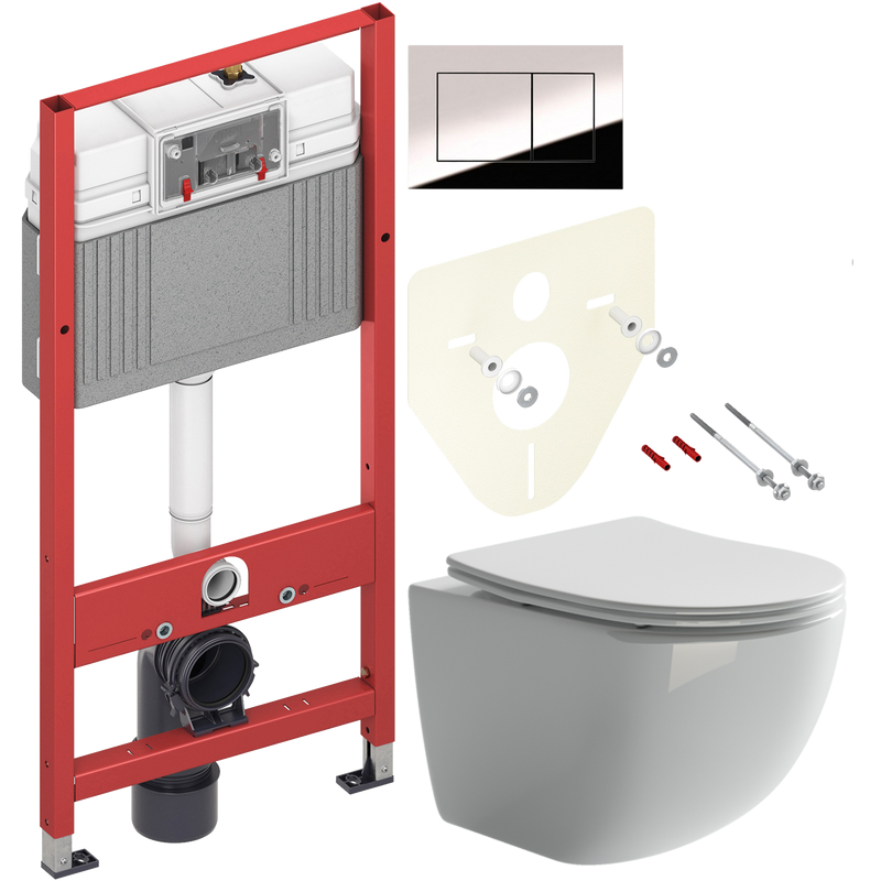 Комплект Унитаз подвесной Ceramicanova Forma CN3009 безободковый + Инсталляция TECE Now 9400412 4 в 1 с кнопкой смыва