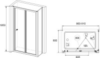 Душевой уголок RGW Classic CL-21+80 см (86-91)x80x185 профиль хром, стекло прозрачное