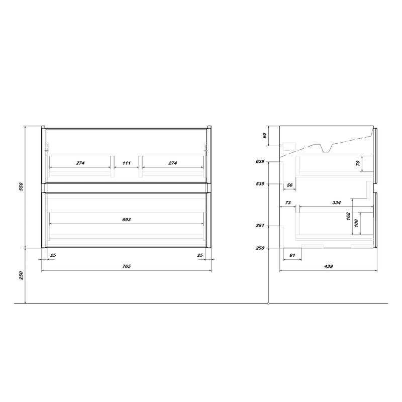 Мебель для ванной комнаты SanStar Graffa 80 дуб вотан, графит софт, раковина Миранда 80