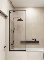 Шторка на ванну Veconi Palau PL85B-90-01-C8 90 см, профиль черный