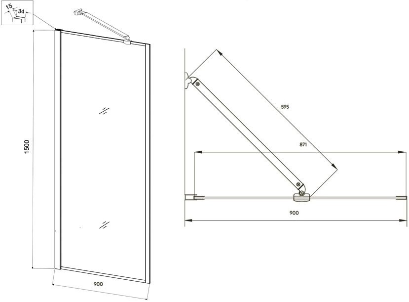 Шторка на ванну Veconi Palau PL85B-90-01-C8 90 см, профиль черный