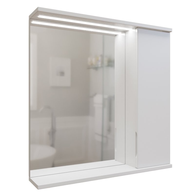 Зеркало Mixline Лайн 70 правое с подсветкой, белое