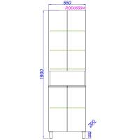 Шкаф-пенал для ванной Aqwella Rodos 55 напольный, белый