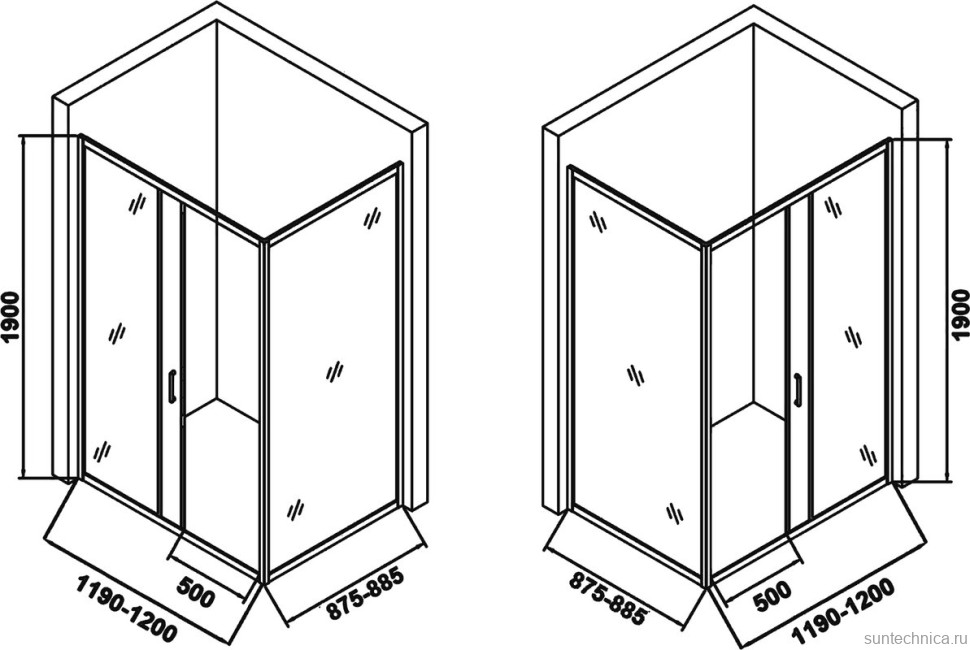 Душевой уголок Orange E23 12090TB стекло прозрачное, профиль черный