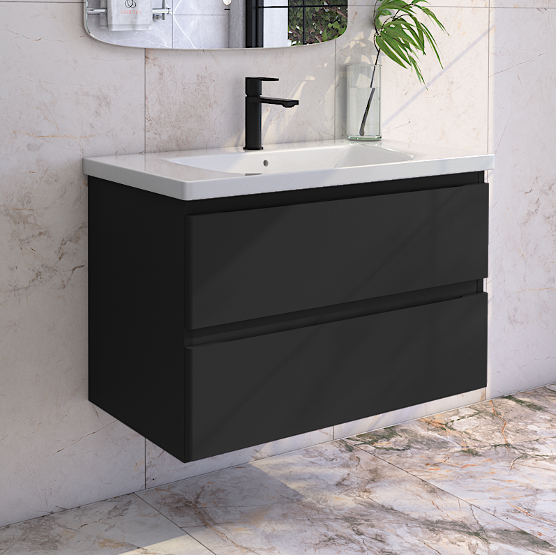 Тумба под раковину без столешницы Caprigo Forte 90 подвесная, черная