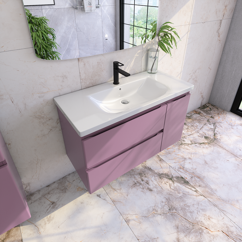 Тумба с раковиной Caprigo Forte 100 R подвесная, лиловая