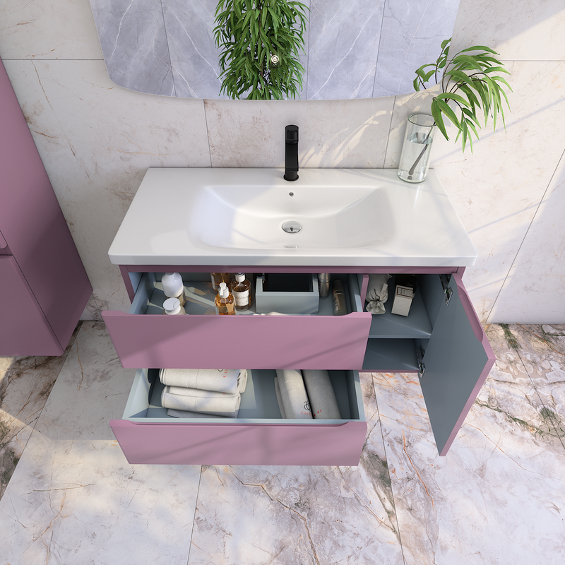 Тумба с раковиной Caprigo Forte 100 R подвесная, лиловая
