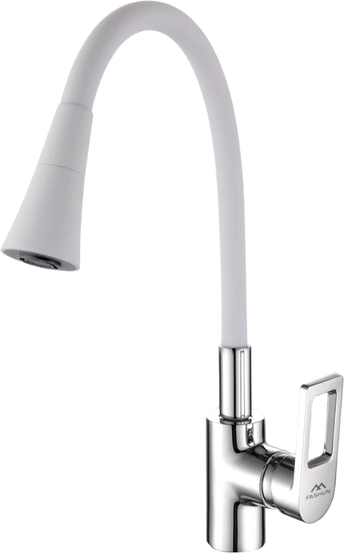 Смеситель для кухни Fashun A4253+B13 с гибким изливом, хром, белый