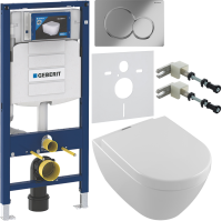 Комплект Унитаз подвесной Villeroy & Boch Subway 2.0 + Крышка 9M68 S101 с микролифтом, петли хром + Инсталляция Geberit Duofix UP 320 111.300.00.5 + Кнопка Sigma 01 115.770.21.5 хром + Крепления 111.815.00.1 к стене + Звукоизоляция