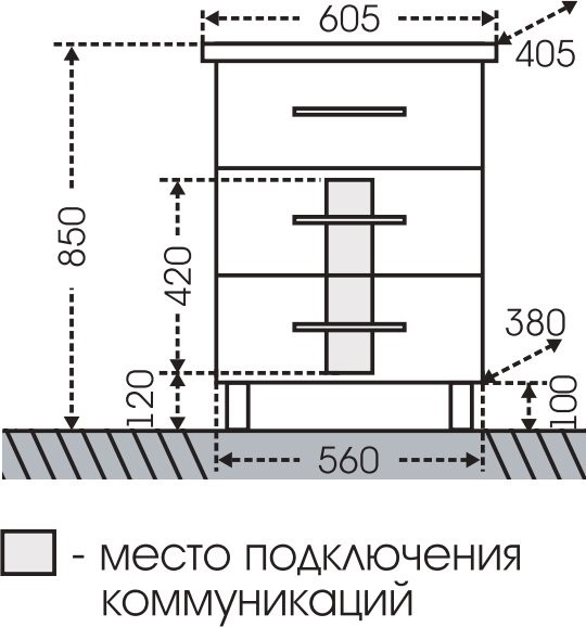 Мебель для ванной комнаты СаНта Омега Люкс 60 напольная, с 3 ящиками